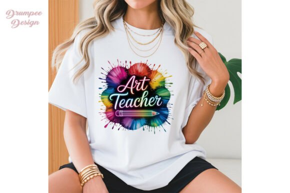 Art Teacher Neon Splash Sublimation PNG