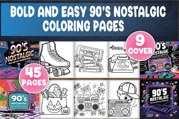 Bold Easy 90's Nostalgic Coloring Page