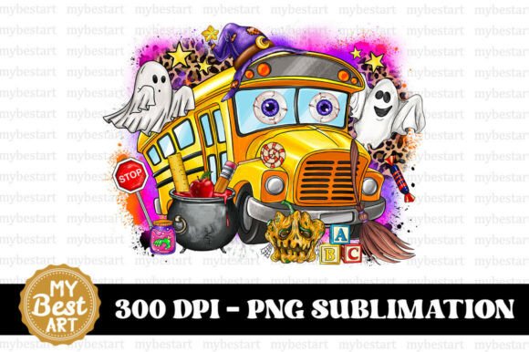 Spooky School Bus Halloween PNG for Creative Projects