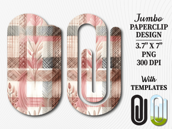 Transform Your Creative Projects with the Soft Pink Plaid Gingham Jumbo Paperclip Sublimation Design